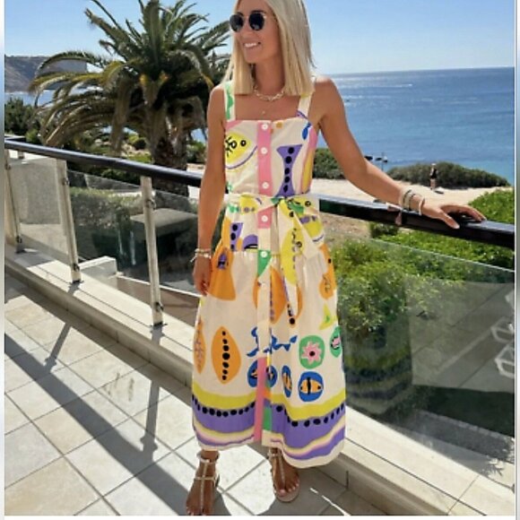 Zara printed vibrant Gorgeous maxi dress vacation - Picture 9 of 10
